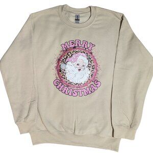 Pink Merry Christmas, Christmas Sweatshirt, Santa
